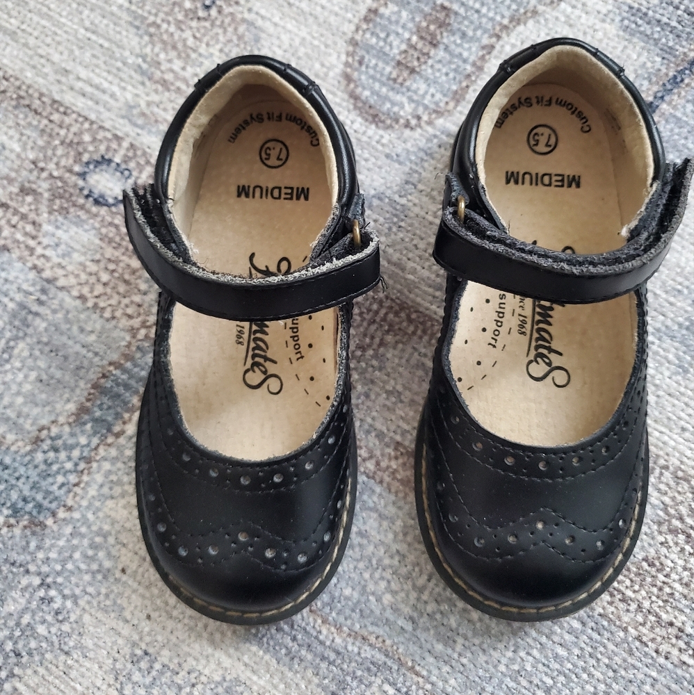 Footmates Girls Black Lydia Mary Jane Shoes sz7.5